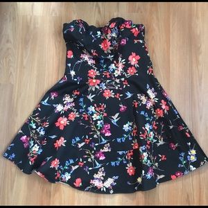 Express Strapless Floral Skater Dress